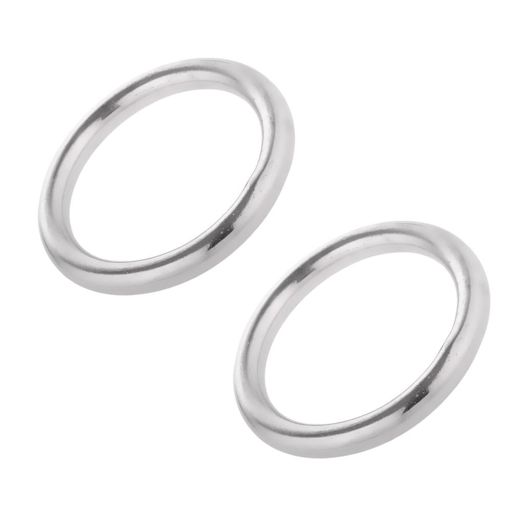2x Boat Marine 304 Stainless Steel Polished O Ring Smooth Welded 7x40mm