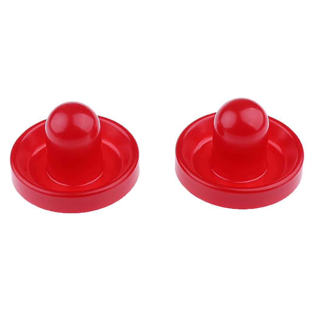 Sets of Two Air Hockey Pushers Strikers Goalies Plus Four Pucks  S Red