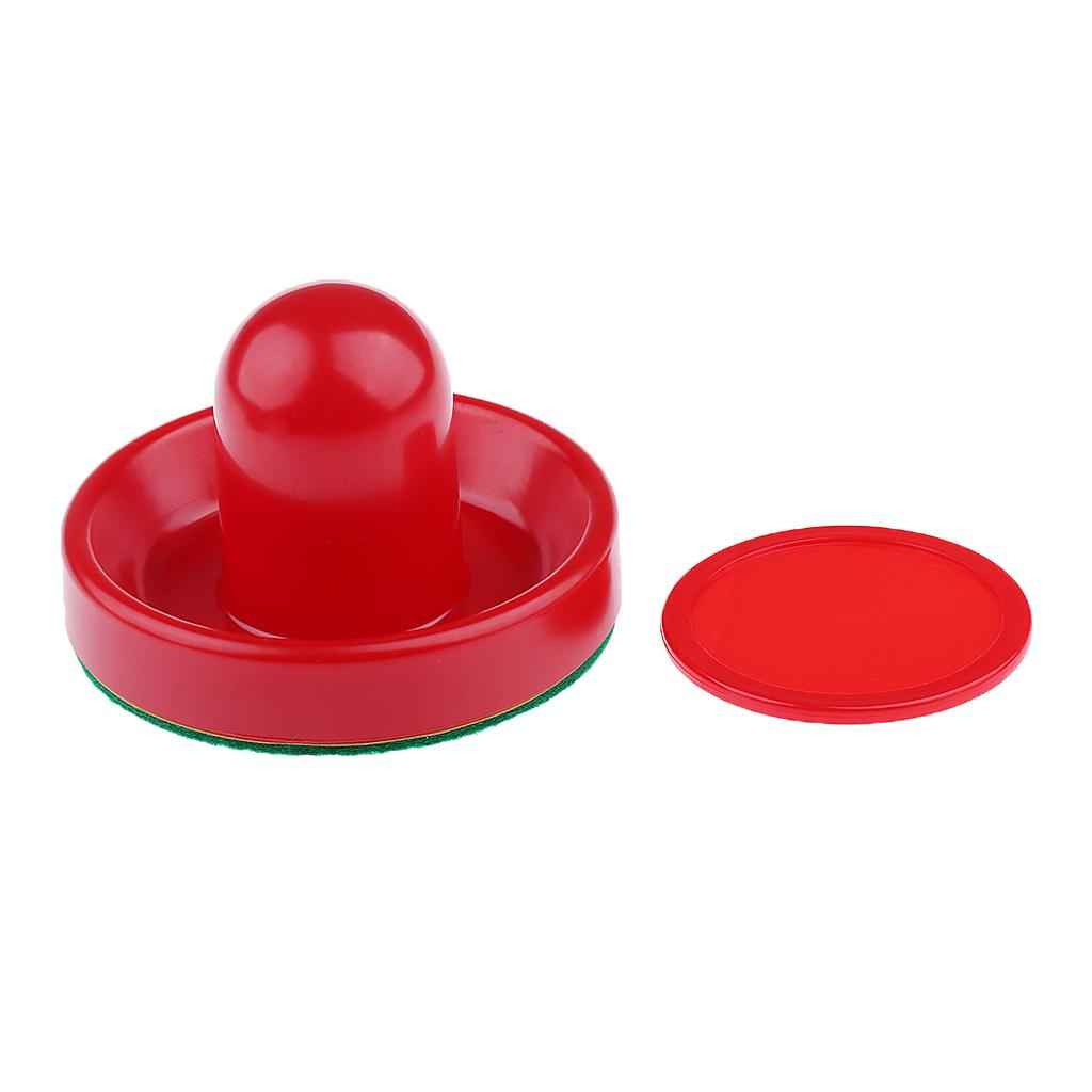 Sets of Two Air Hockey Pushers Strikers Goalies Plus Four Pucks  L Red