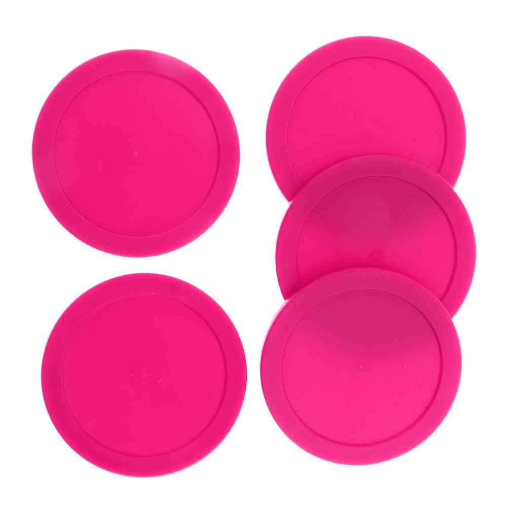 5 Pieces 62mm Air Hockey Replacement Pucks for Full Size Air Hockey Tables Pink