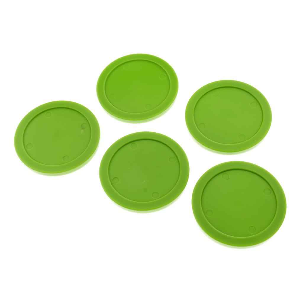5 Pieces 62mm Air Hockey Replacement Pucks for Full Size Air Hockey Tables Green