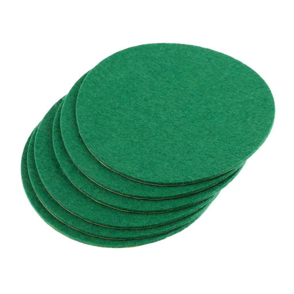 6 Pieces Air Hockey Table Felt Pushers Replacement Felt Pads Green S