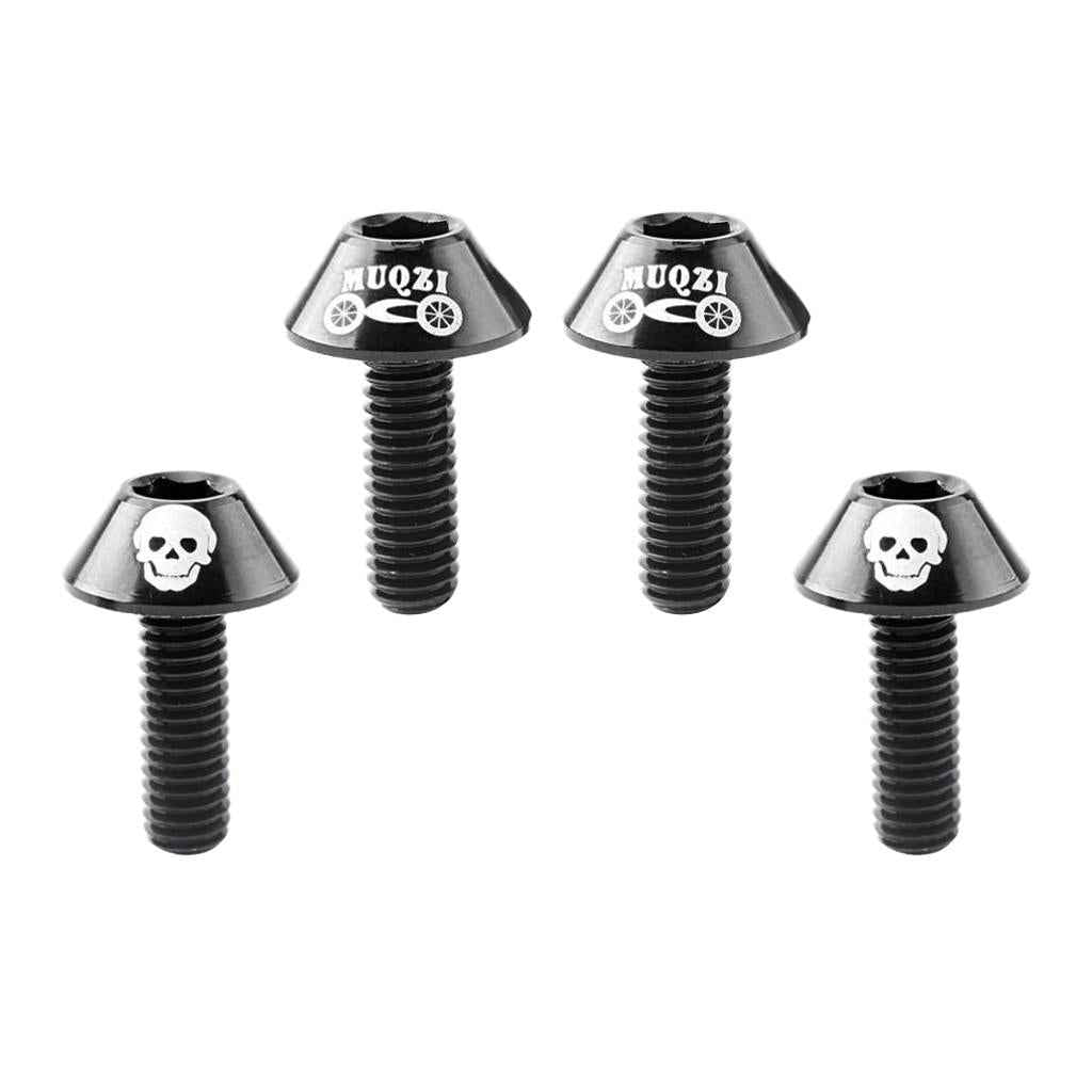 4x Lightweight Aluminium Alloy Bike Water Bottle Cage Bolts M6 Screws Black