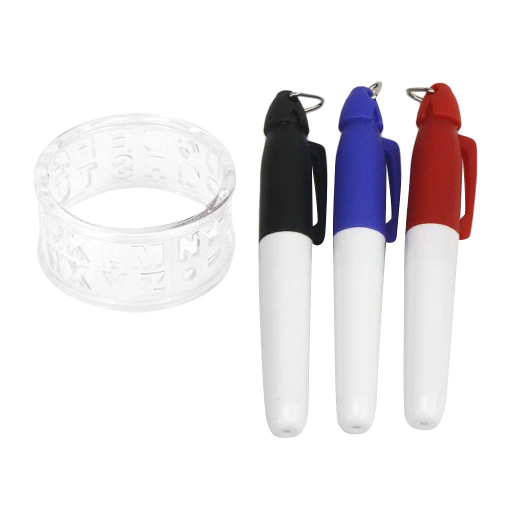 4xGolf Ball Liner Marker Line Drawing Alignment Tool with 3 Markers White