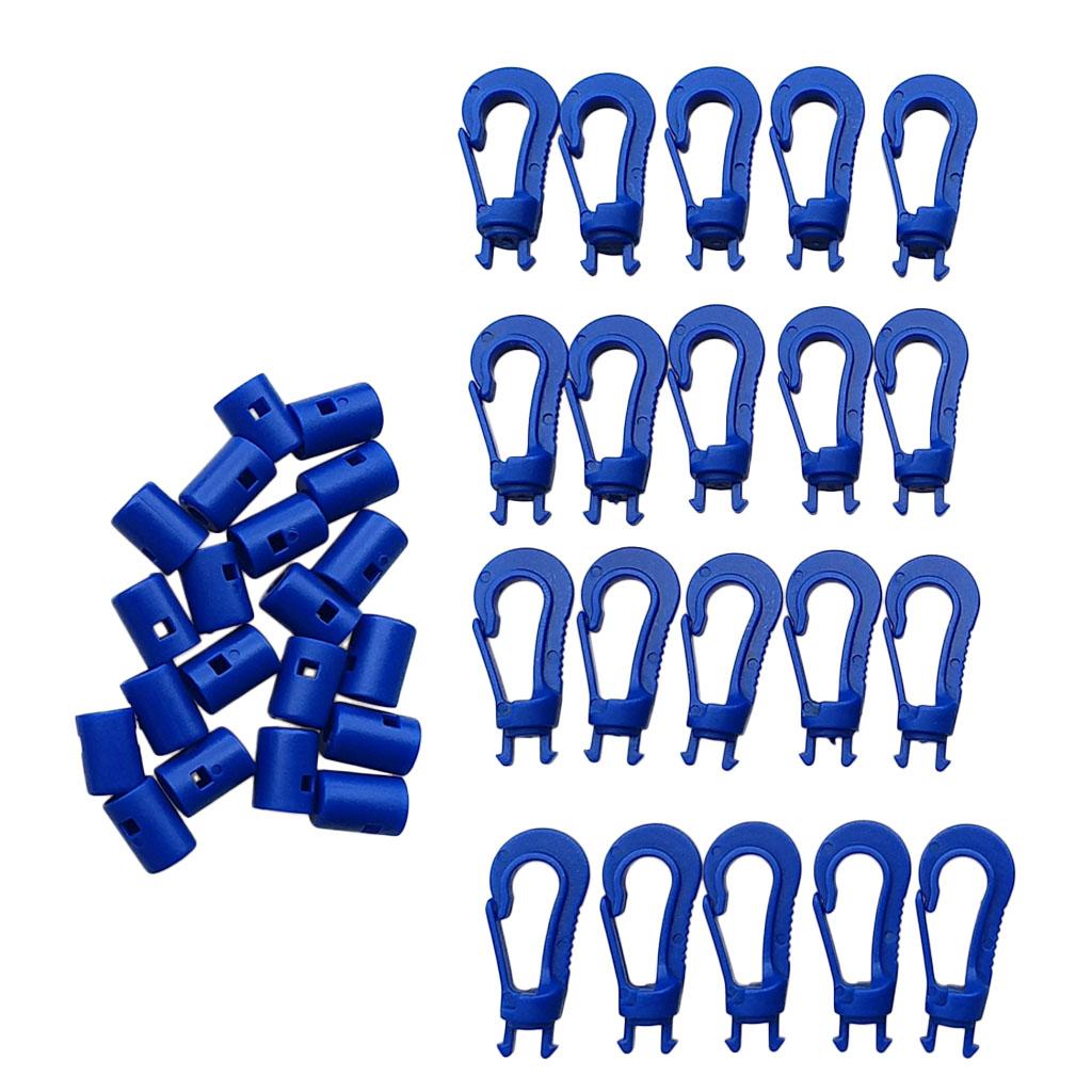 2x20pcs Plastic Snap Hook Bungee Cord Hooks Shock Cord Hooks for Diving 5cm