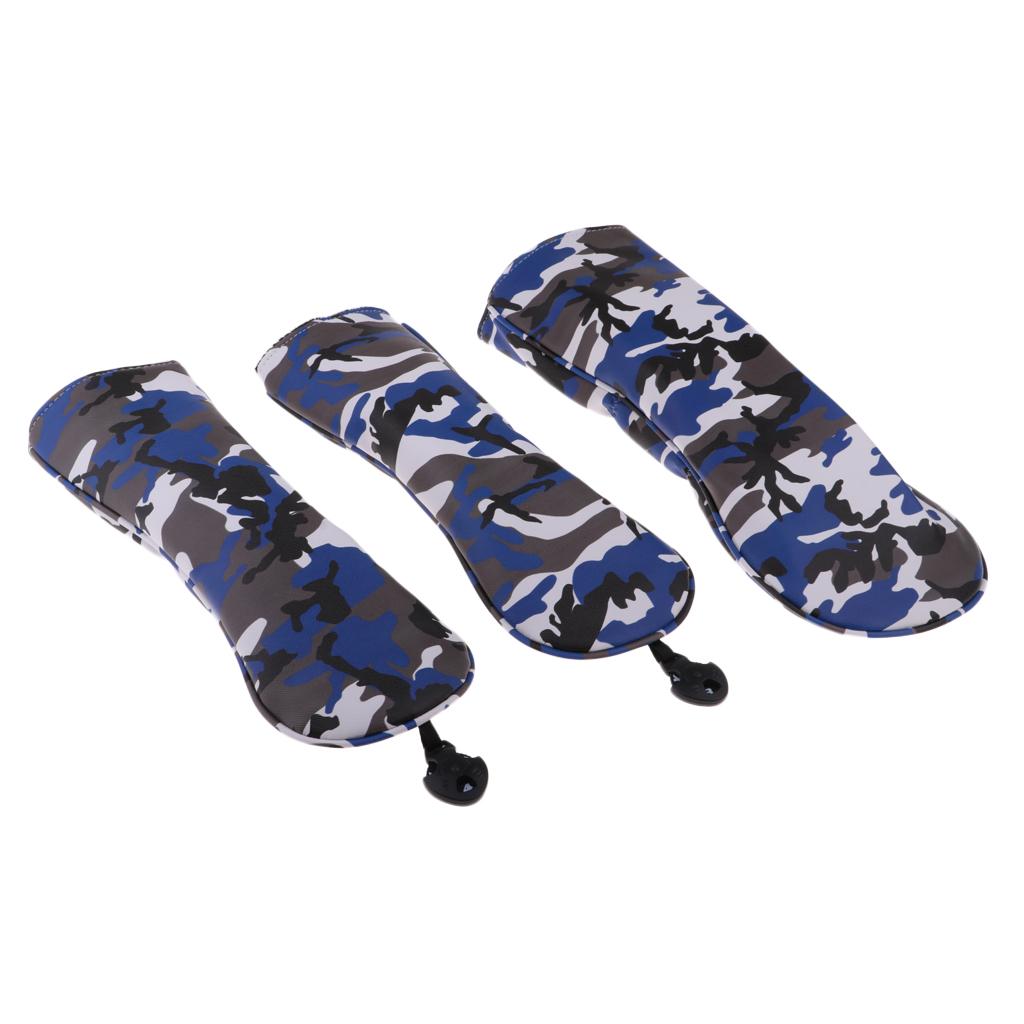3 Set 9 Pieces Sports Golf Club Headcover 460cc Driver Wood Head Covers Camo