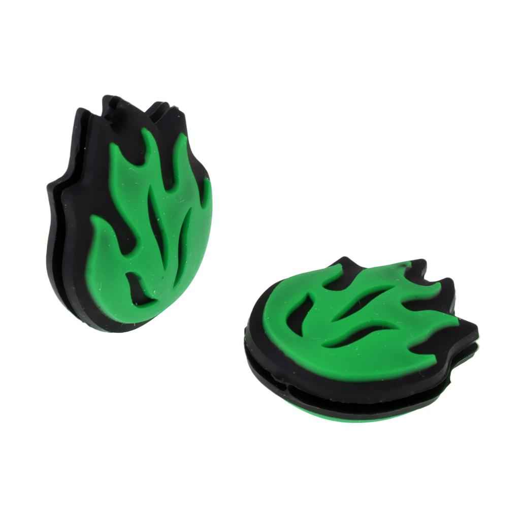 2 Piece Silicone Flame Tennis Racket Shock Absorber Shockproof Damper Green