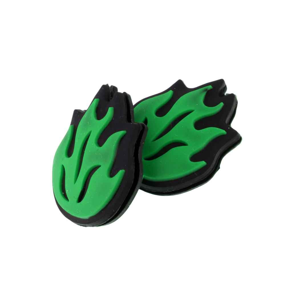 2 Piece Silicone Flame Tennis Racket Shock Absorber Shockproof Damper Green
