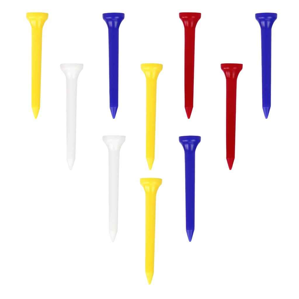 10pcs Unbreakable Golf Tees Professional Plastic Nails Mixed Color 54mm