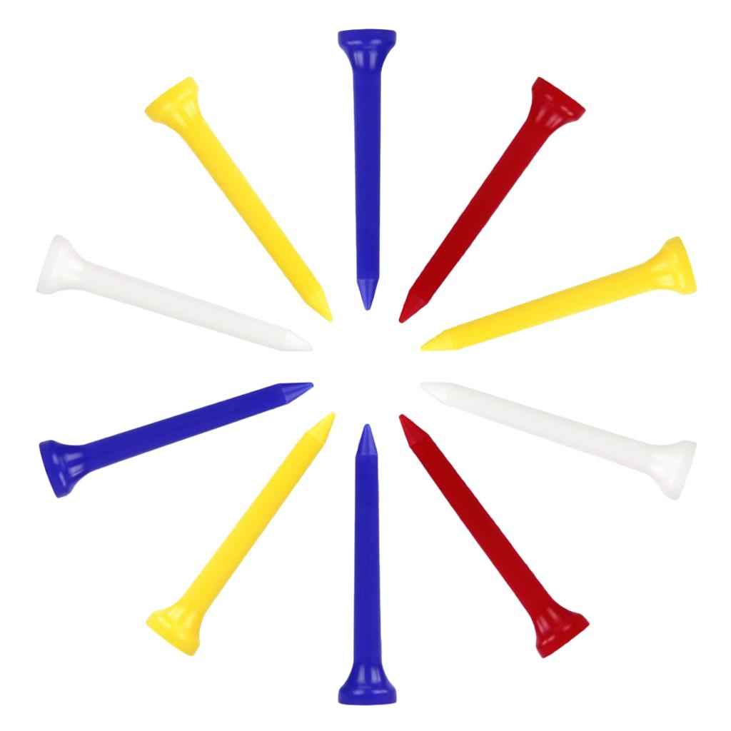 10pcs Unbreakable Golf Tees Professional Plastic Nails Mixed Color 54mm