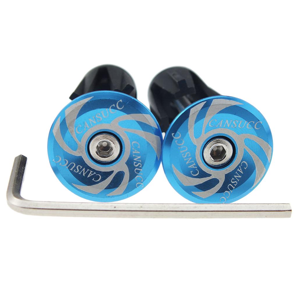 2xMTB Road Bikes Aluminum Handlebar End Plugs Bicycle Handle End Caps Blue