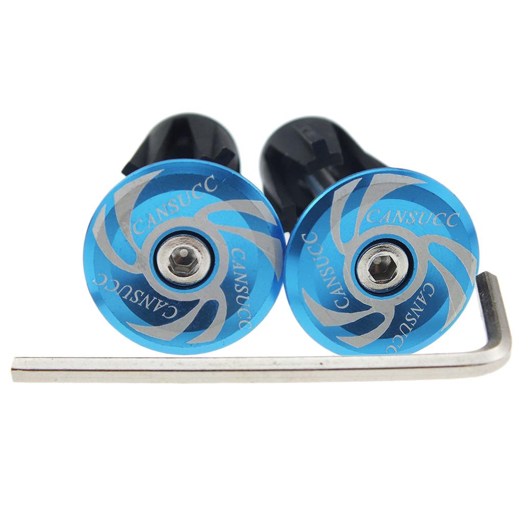 2xMTB Road Bikes Aluminum Handlebar End Plugs Bicycle Handle End Caps Blue
