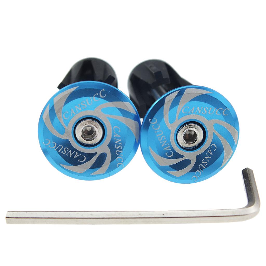 4xMTB Road Bikes Aluminum Handlebar End Plugs Bicycle Handle End Caps Blue