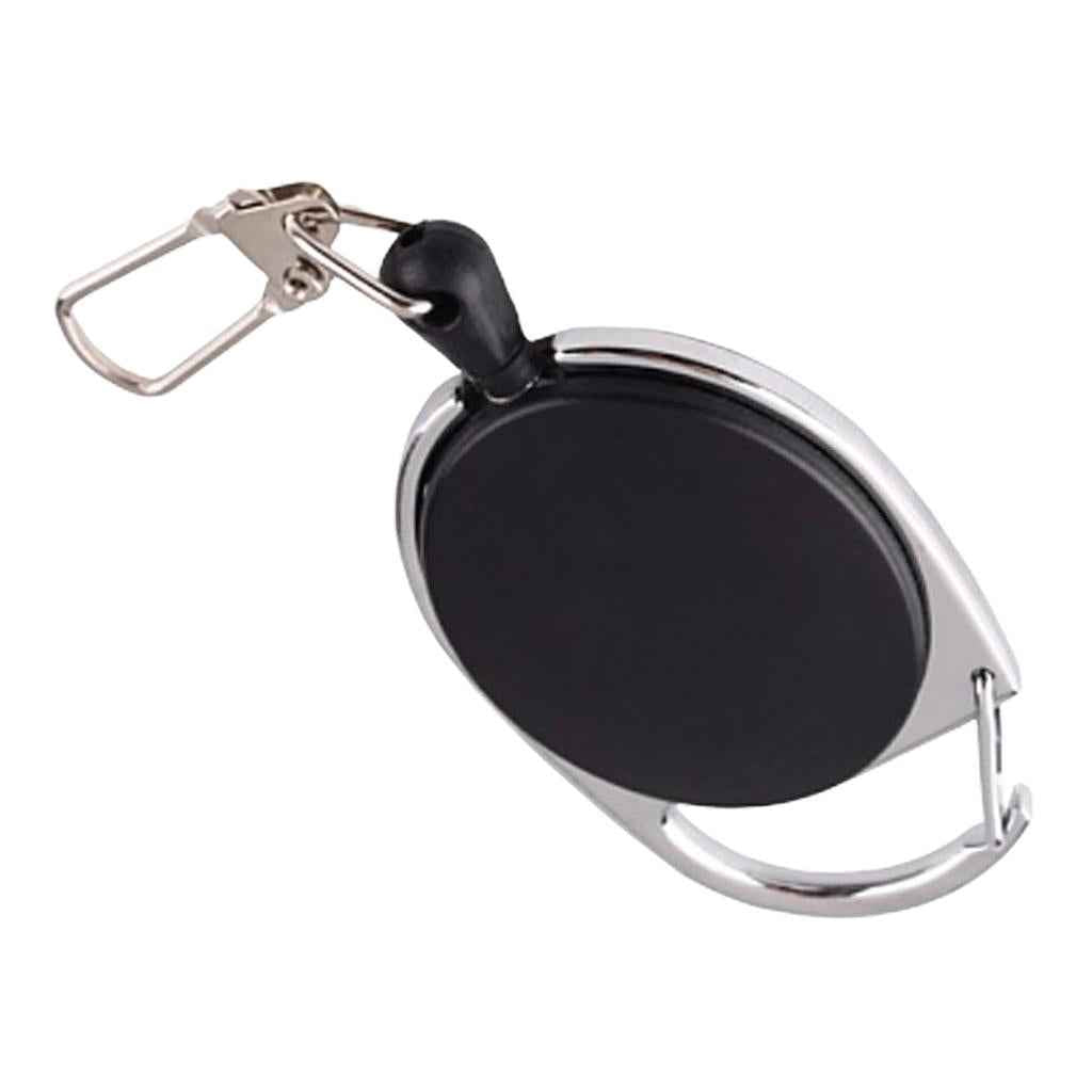 Retractable Key Chain Reel Holder Steel Recoil Ring Belt Clip Hook Carabiner