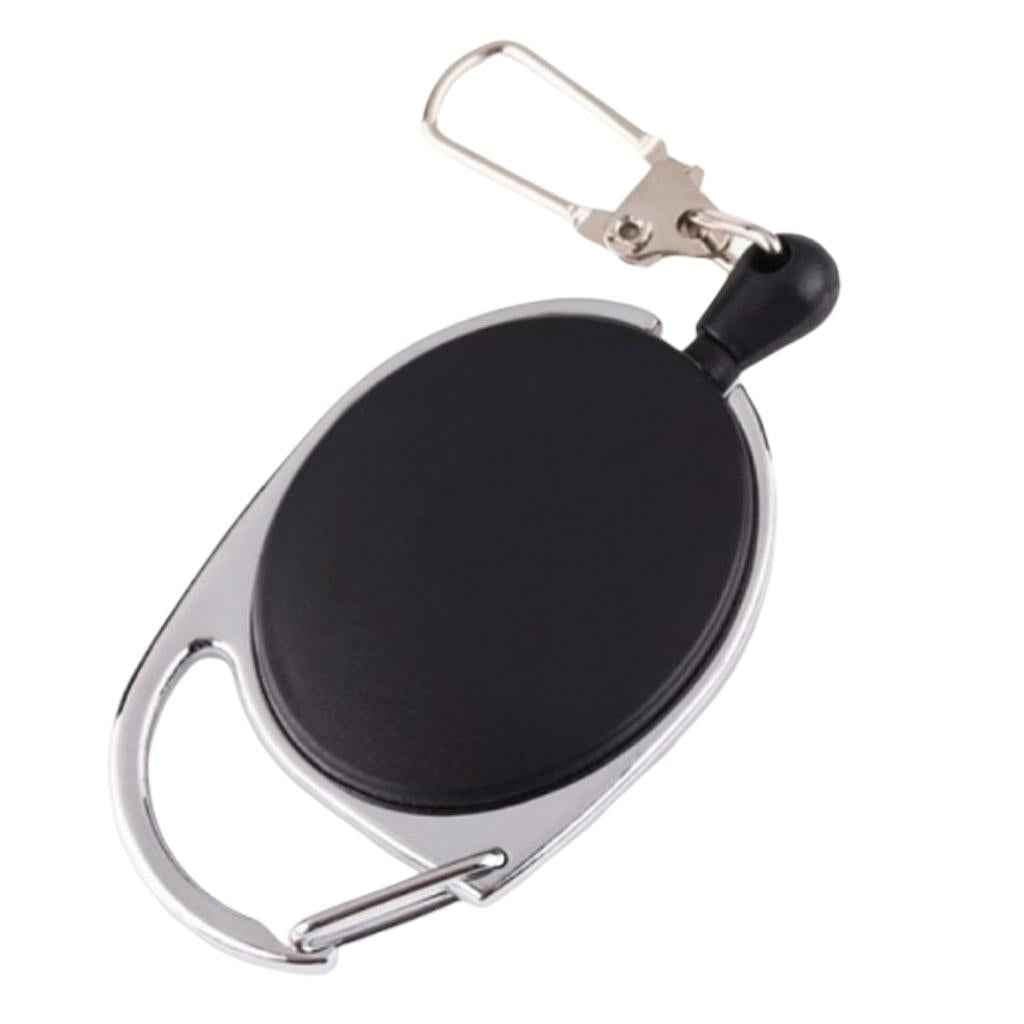 Retractable Key Chain Reel Holder Steel Recoil Ring Belt Clip Hook Carabiner