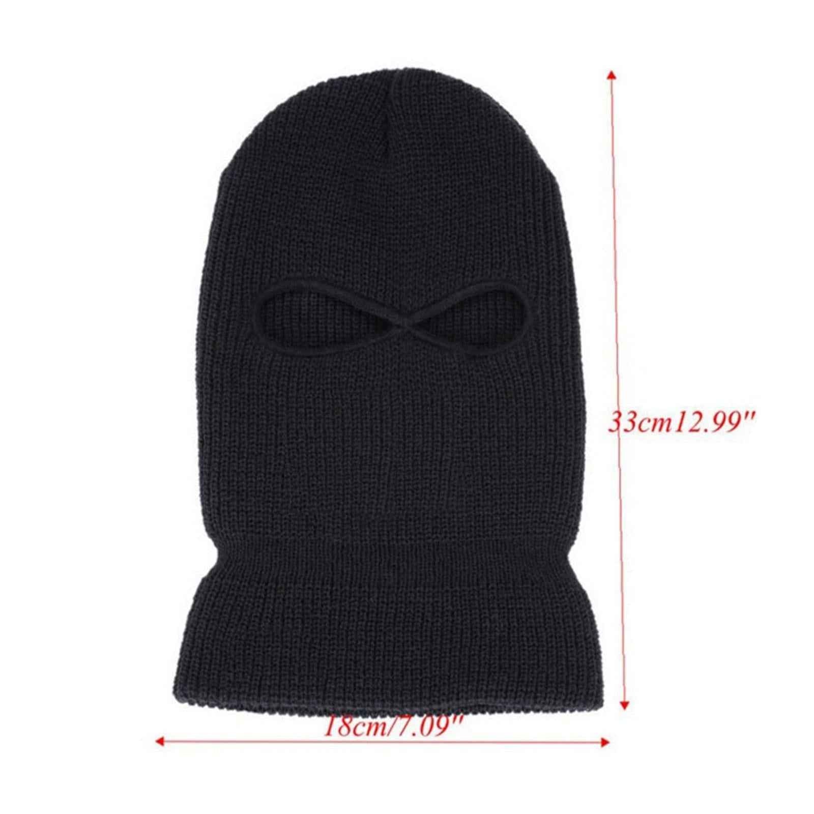 2/3-Hole Knitted Full Face Cover Ski Mask Winter Beanie Hat black 2 hole