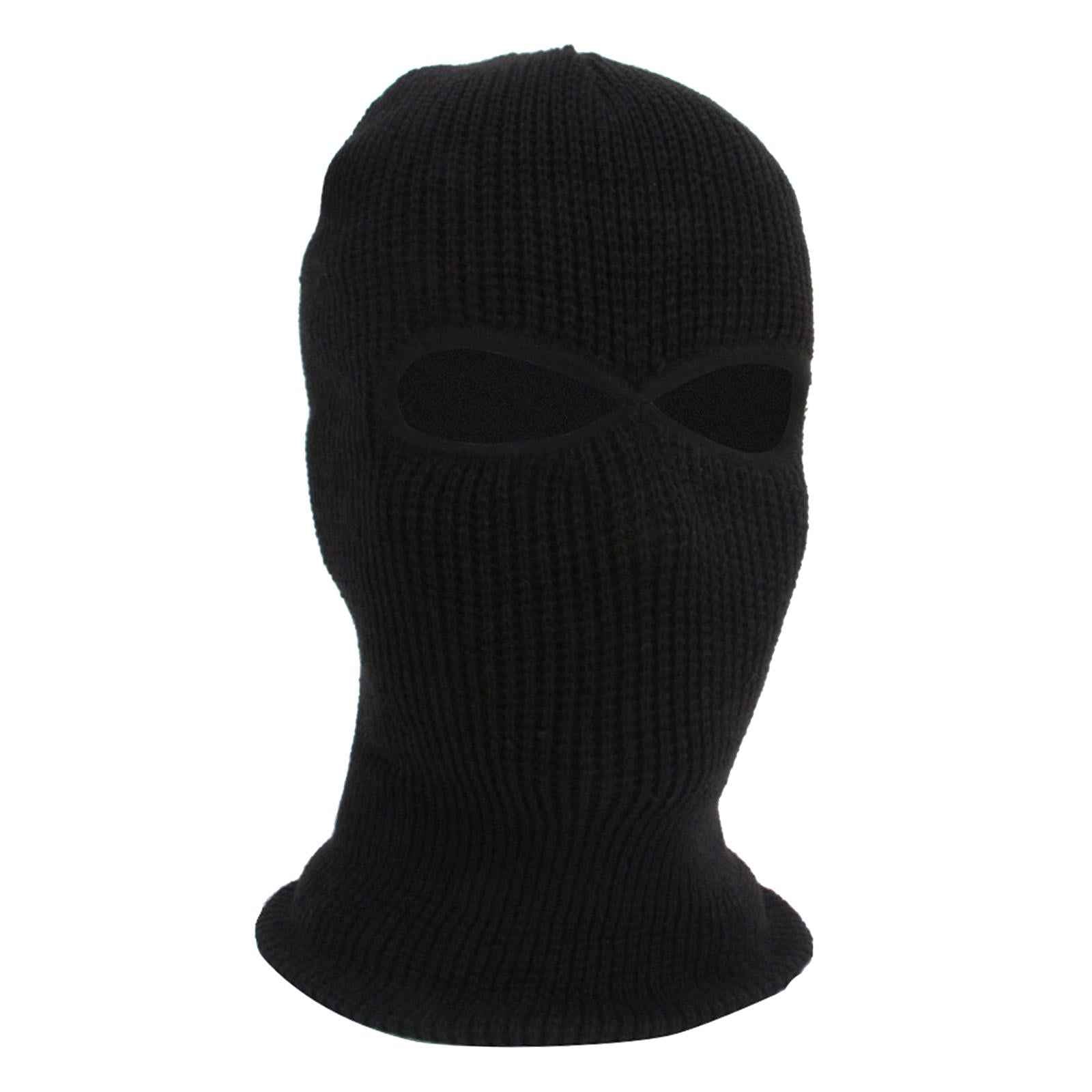 2/3-Hole Knitted Full Face Cover Ski Mask Winter Beanie Hat black 2 hole