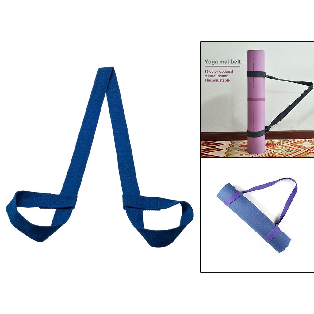 3xCotton Yoga Mat Strap Pilates Mat Carrier Fitness Stretchy Loop Dark Blue