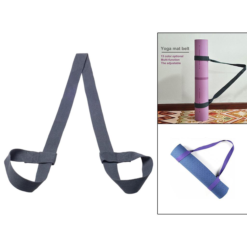 2xCotton Yoga Mat Strap Pilates Mat Carrier Fitness Stretchy Loop Dark Grey