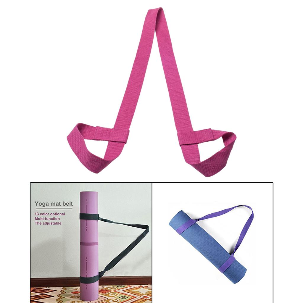 2xCotton Yoga Mat Strap Pilates Mat Carrier Fitness Stretchy Loop Fushia