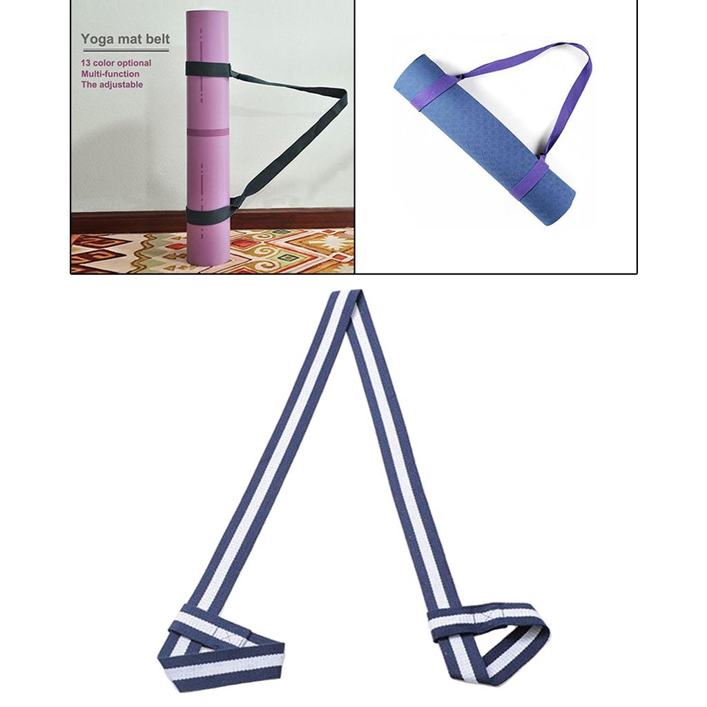 3xCotton Yoga Mat Strap Pilates Mat Carrier Fitness Stretchy Loop Blue White