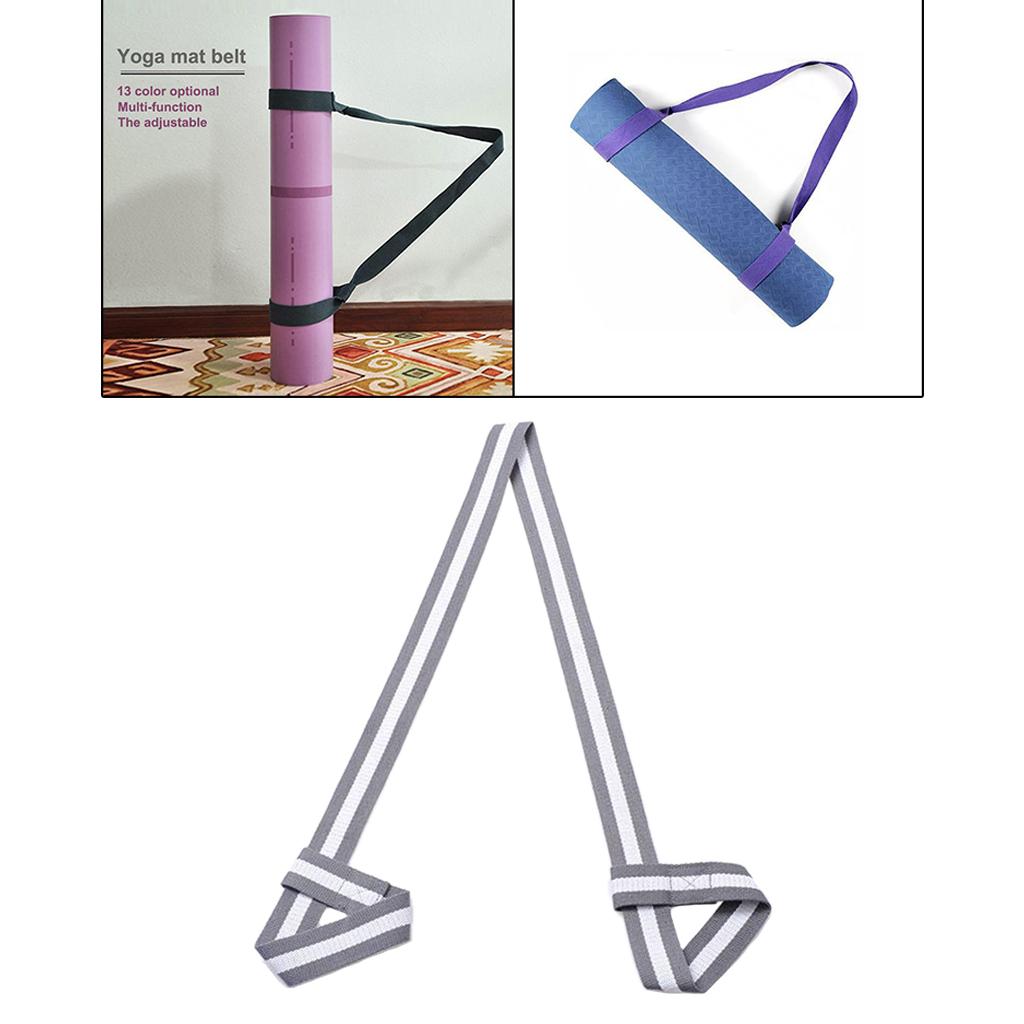 3xCotton Yoga Mat Strap Pilates Mat Carrier Fitness Stretchy Loop Grey White