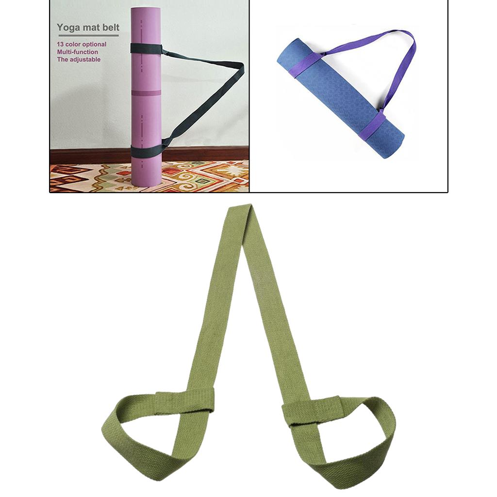 2xCotton Yoga Mat Strap Pilates Mat Carrier Fitness Stretchy Loop Green