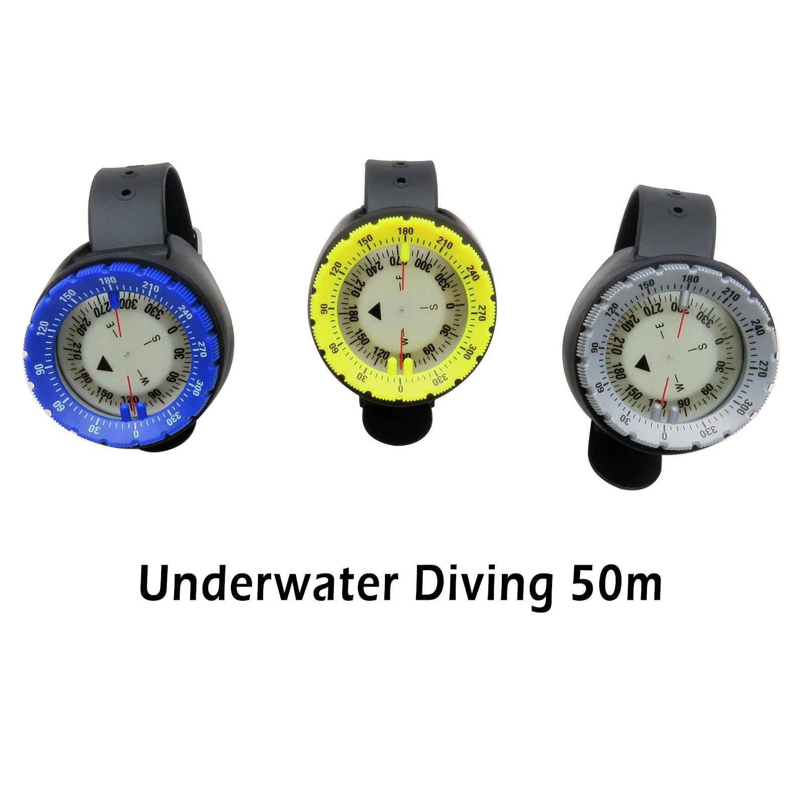 Scuba Dive Underwater Wrist Compass Gauge Max Depth 50m Waterproof Gray
