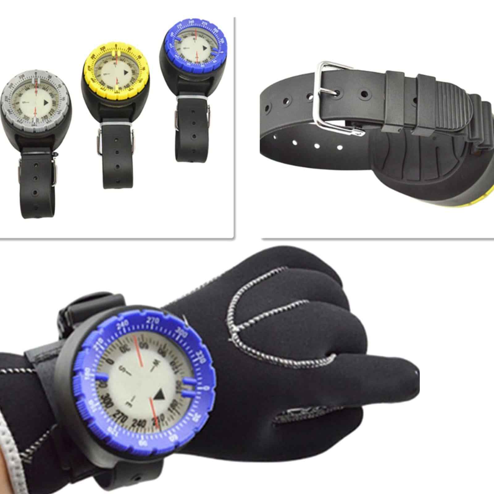 Scuba Dive Underwater Wrist Compass Gauge Max Depth 50m Waterproof Gray