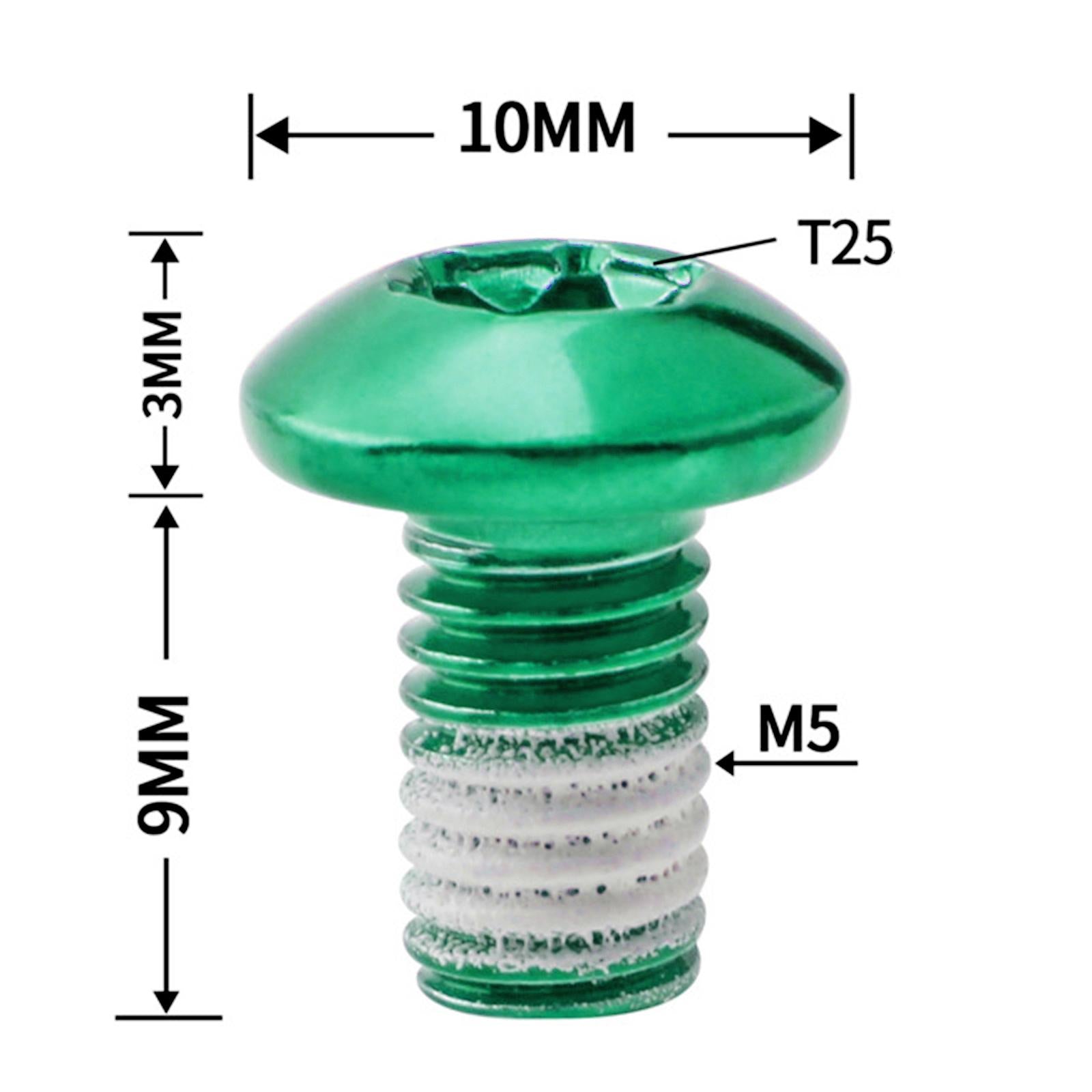 3x12x Bike Disc Brake Rotor Bolt M5x9mm T25 Screw Water Cage Mount Bolt Green