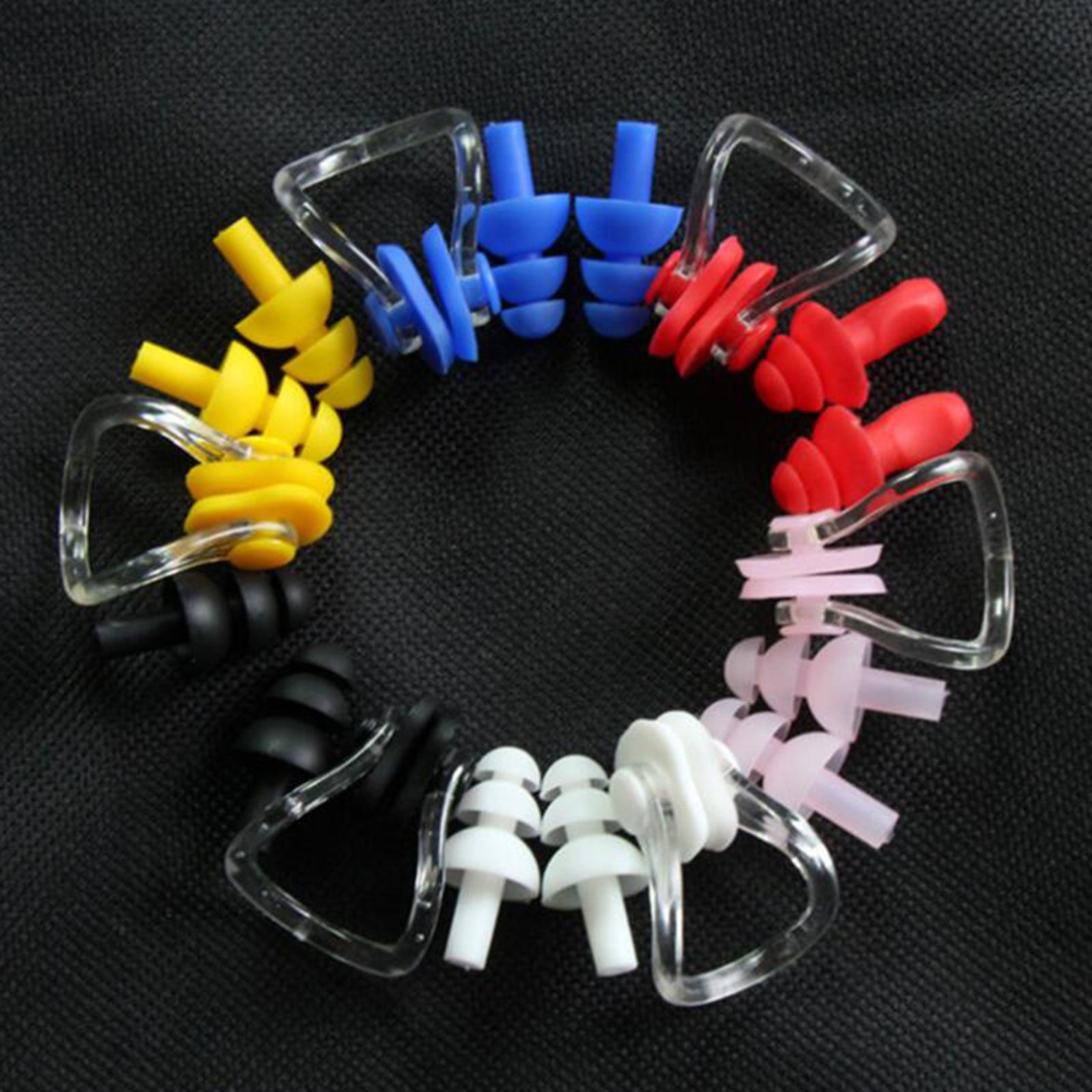 4x1 Set Silicone Ear Plugs Nose Clip Hearing Protection Waterproof for Adults Yellow