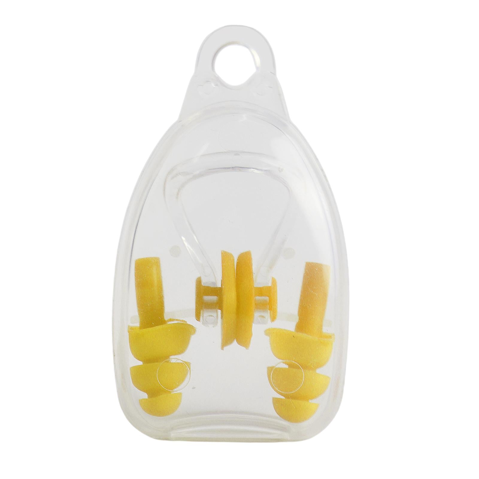 4x1 Set Silicone Ear Plugs Nose Clip Hearing Protection Waterproof for Adults Yellow