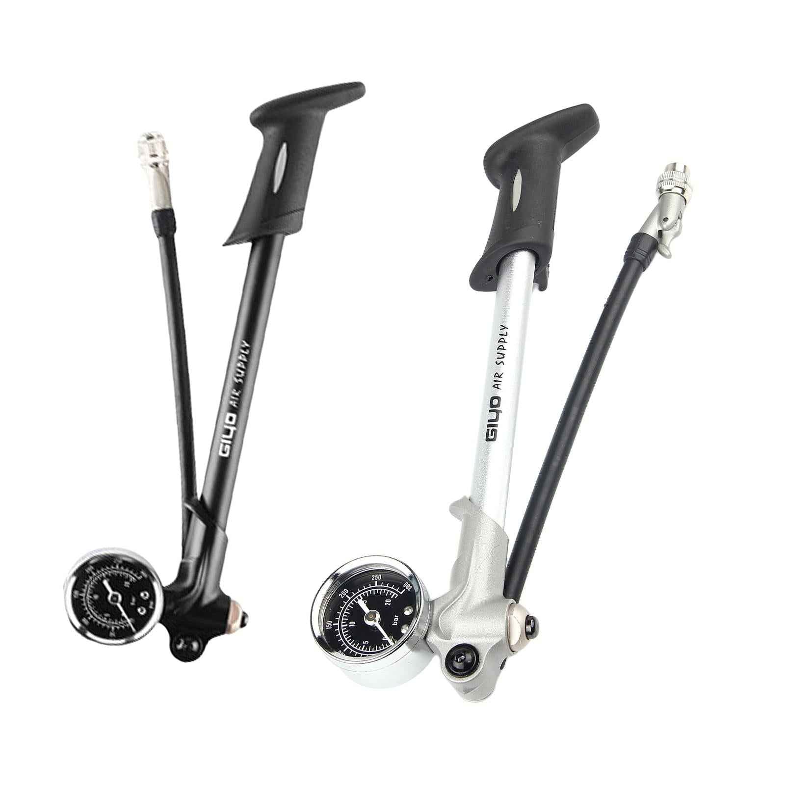High Pressure 300psi Bike Compact Suspension Fork Rear Air Shock Pump Silver