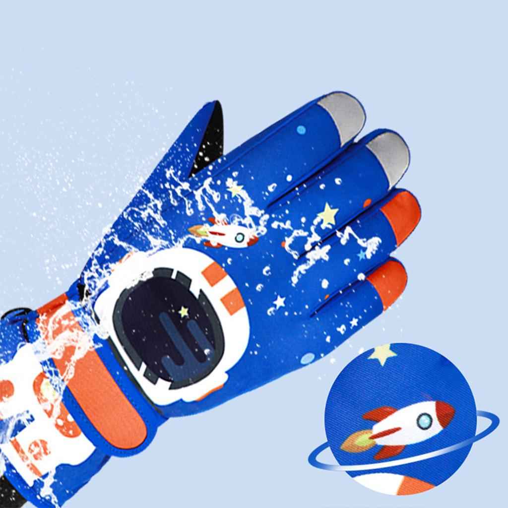 Kids Ski Winter Gloves Windproof Waterproof Snowboard Sports Thermal Glove Blue S