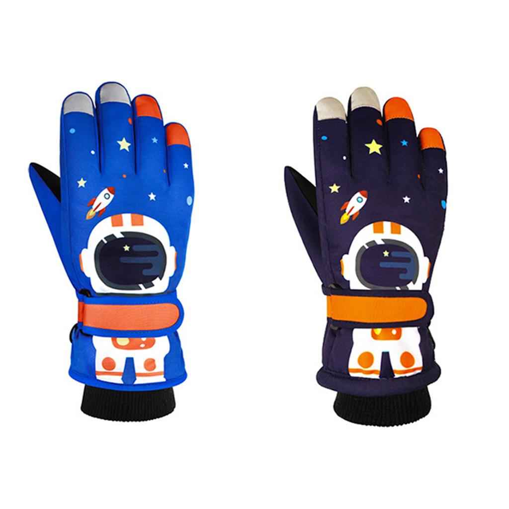 Kids Ski Winter Gloves Windproof Waterproof Snowboard Sports Thermal Glove Blue S