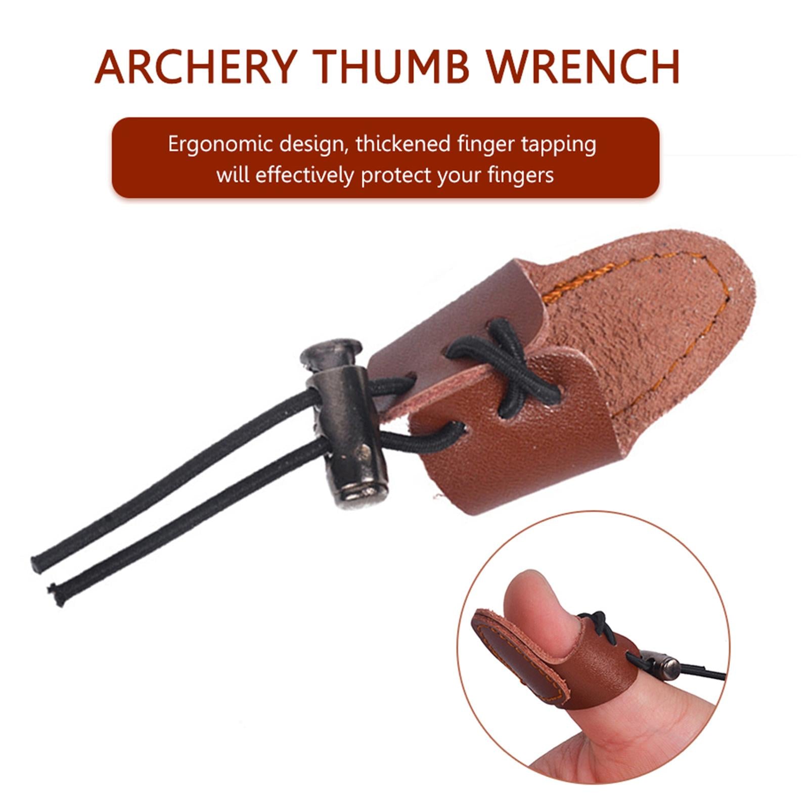 2xSoft Leather Thumb Ring Adjustable Recurve Bow Thumb Guard Finger Protector Black
