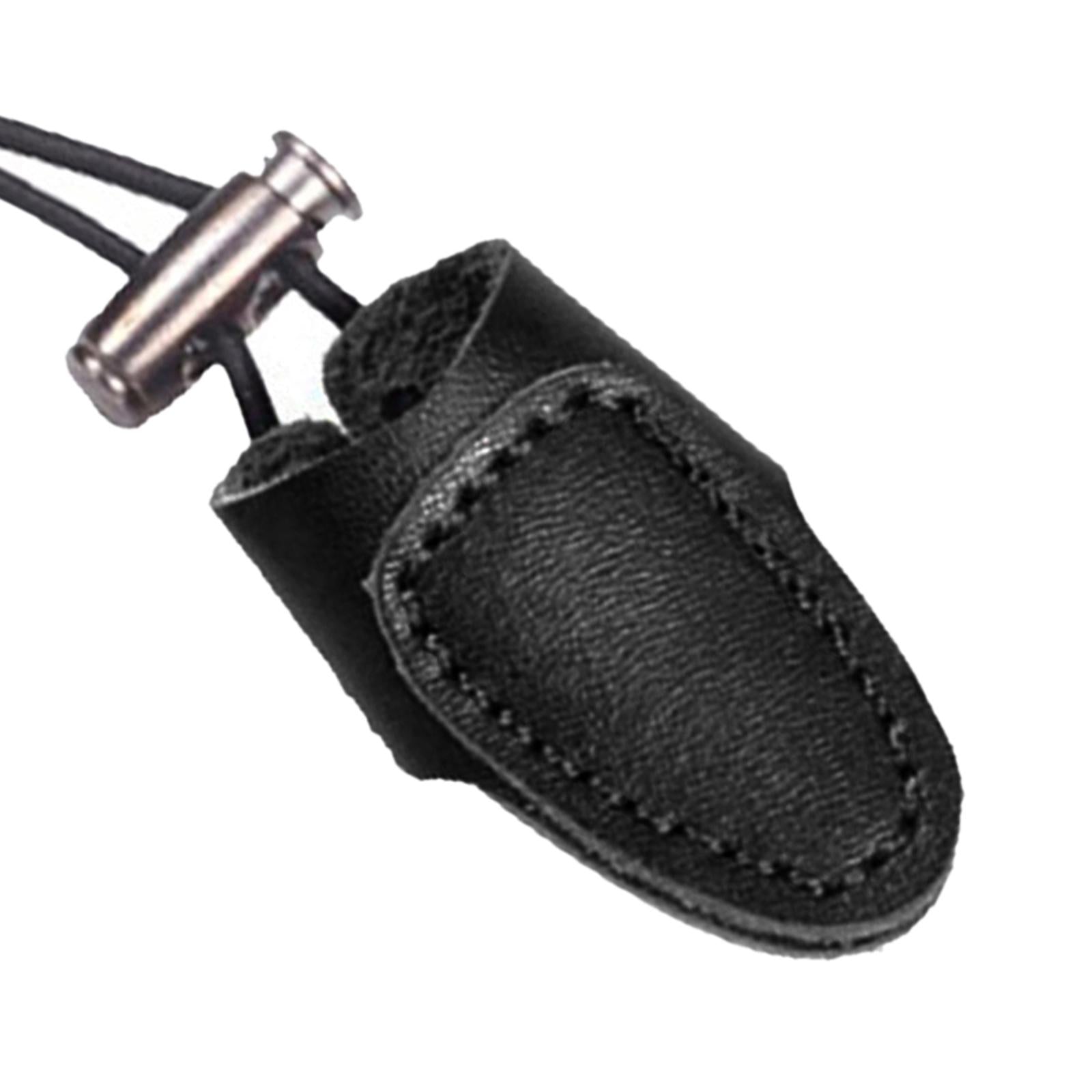 4xSoft Leather Thumb Ring Adjustable Recurve Bow Thumb Guard Finger Protector Black