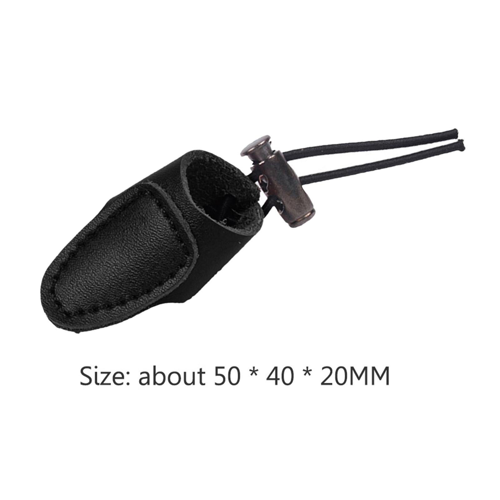 3xSoft Leather Thumb Ring Adjustable Recurve Bow Thumb Guard Finger Protector Black