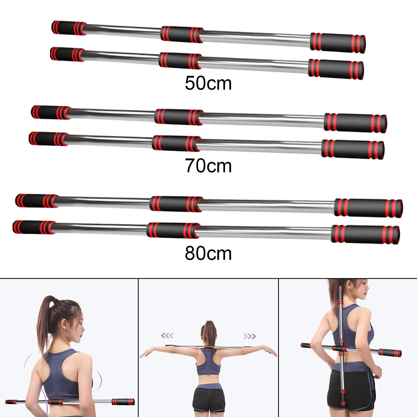 2Pcs Yoga Stick Back Corrector Stretch Stick Detachable for Fitness Girls 70CM