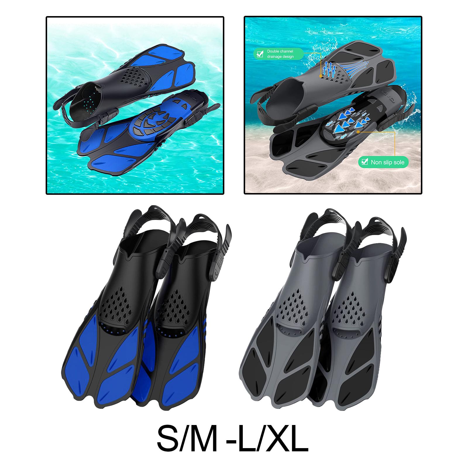 2Pcs Professional Swimming Flippers Swim for Snorkeling Adults M Size Blue