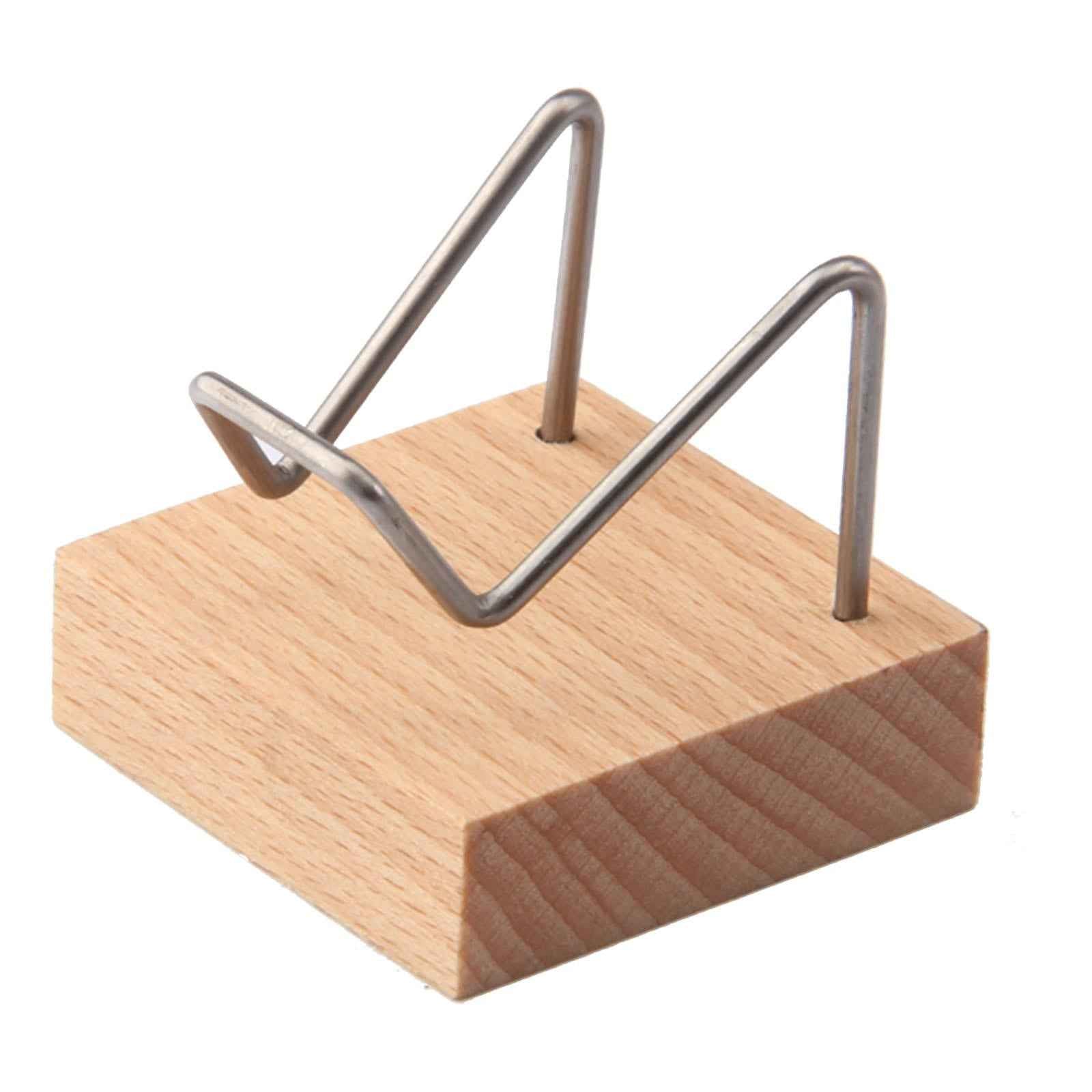 Display Stand Wooden Base Metal Arm for Agate Crystal Cluster Holder Silver