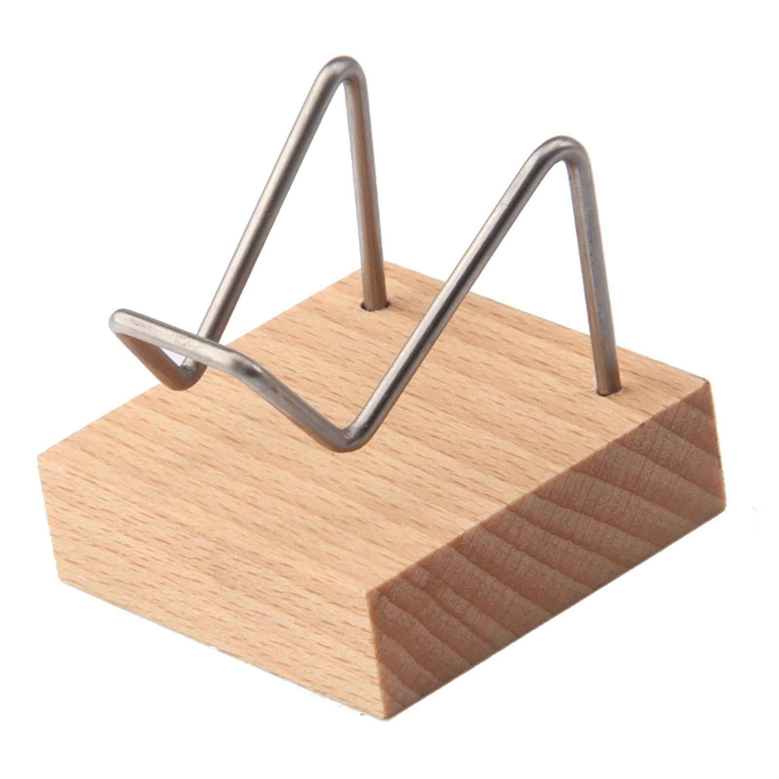 Display Stand Wooden Base Metal Arm for Agate Crystal Cluster Holder Silver
