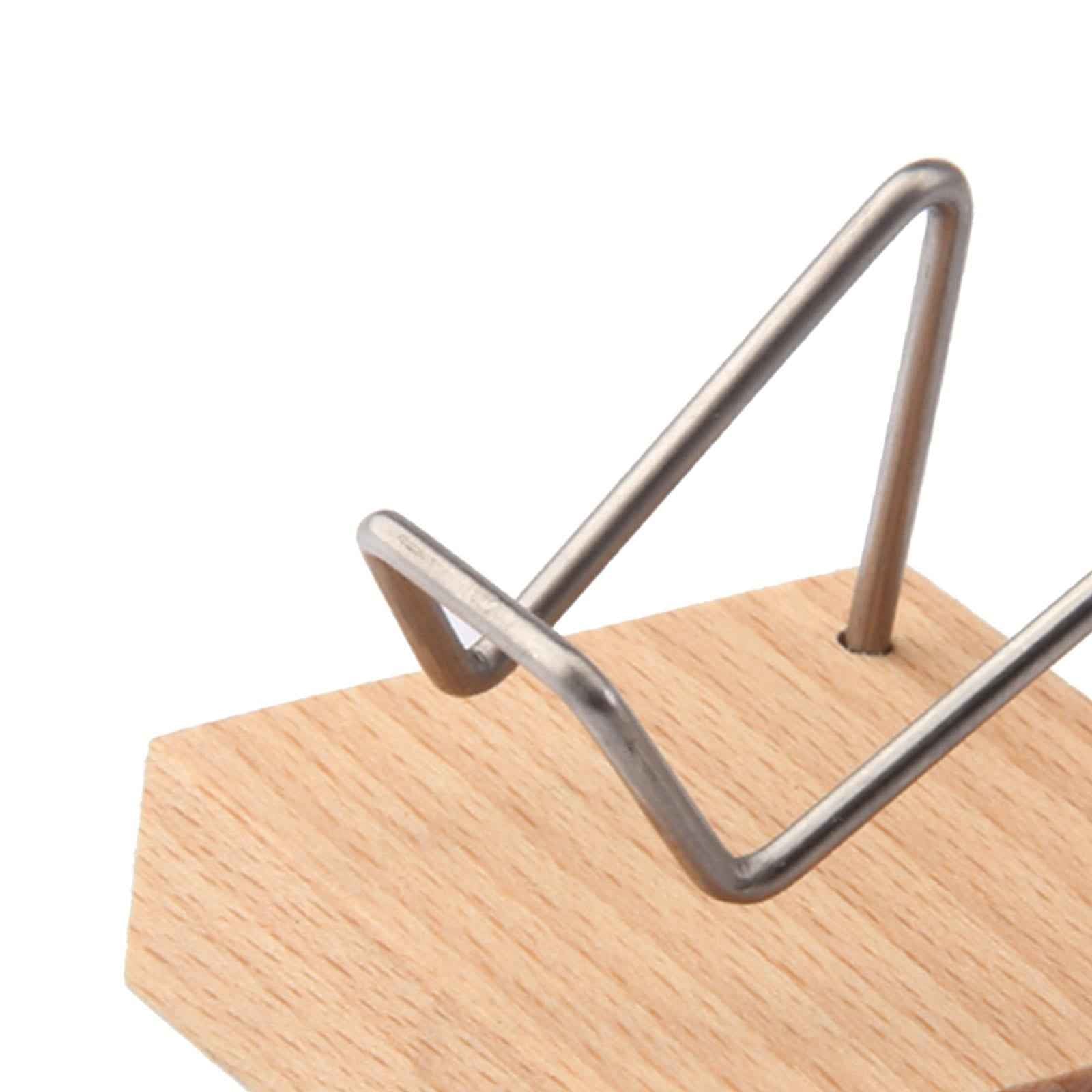 Display Stand Wooden Base Metal Arm for Agate Crystal Cluster Holder Silver