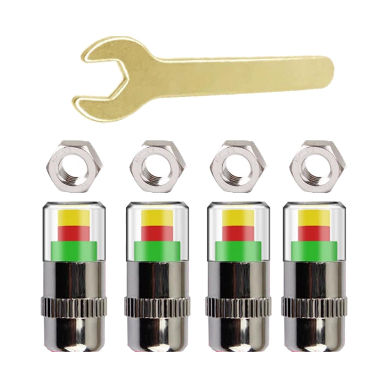 4x4 Pieces 2.4 Bar Car Tire Pressure Monitor Valve Stem Caps 3 Color for Bike Silver
