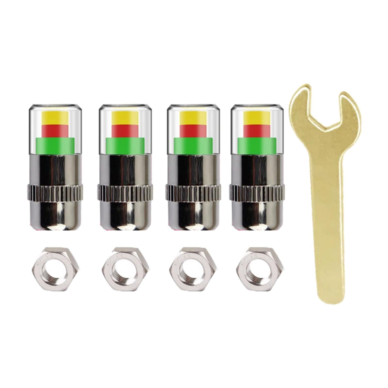 3x4 Pieces 2.4 Bar Car Tire Pressure Monitor Valve Stem Caps 3 Color for Bike Silver
