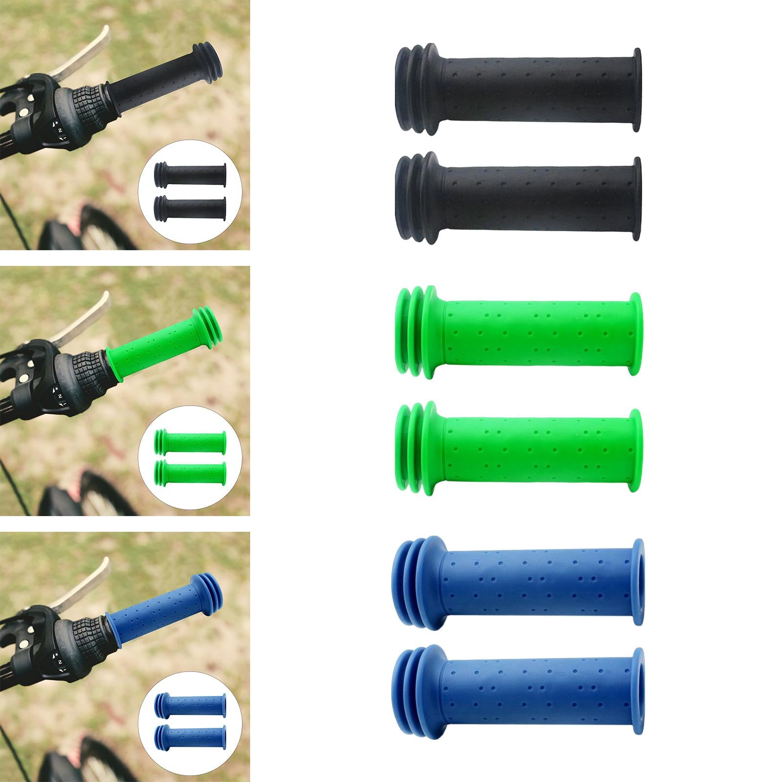 3x2Pcs Mountain Bike Handlebar Grips Anti Slip BMX Children Mountain Bike Black 