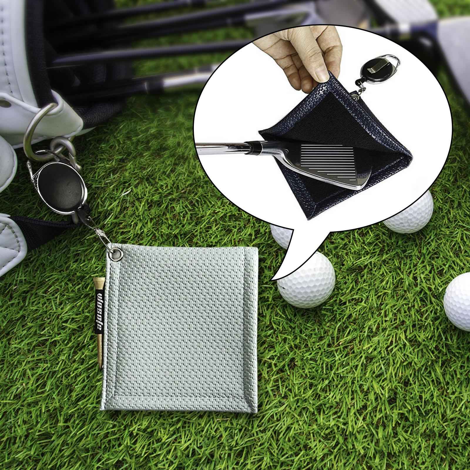 PU Golf Ball Cleaning Towels Golf Club Head Wiping Cloth for Exercise Sports Light Blue
