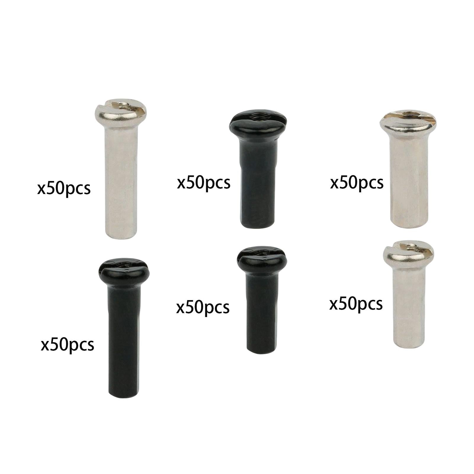 4x50Pcs Bike Spoke Nipples Spoke Decoration End Tips Nipples Bicycle Spoke Cap 13mm 13G Argent  