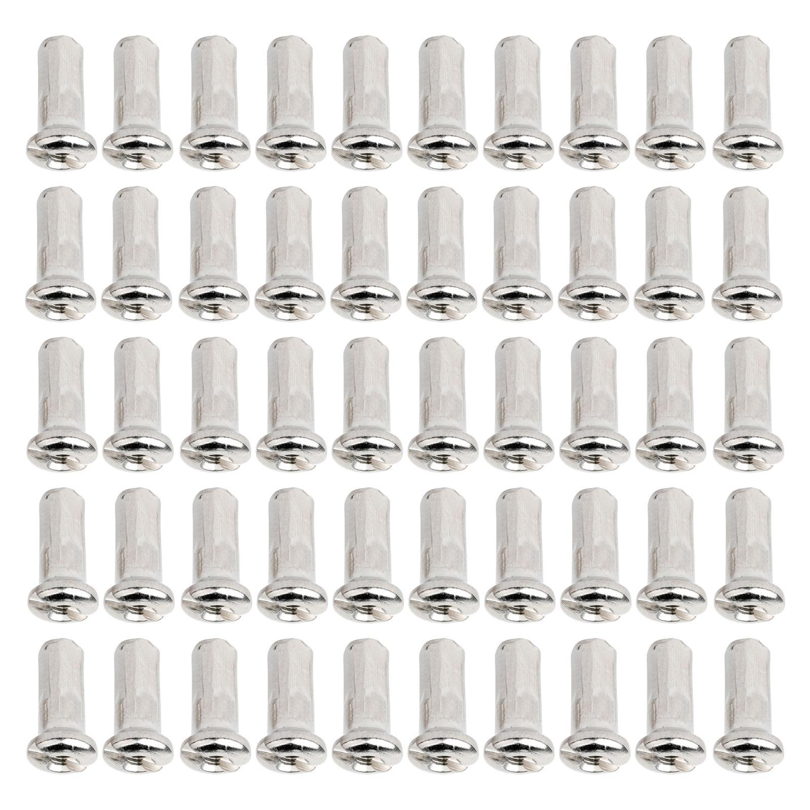 2x50Pcs Bike Spoke Nipples Spoke Decoration End Tips Nipples Bicycle Spoke Cap 12mm  14G Argent  