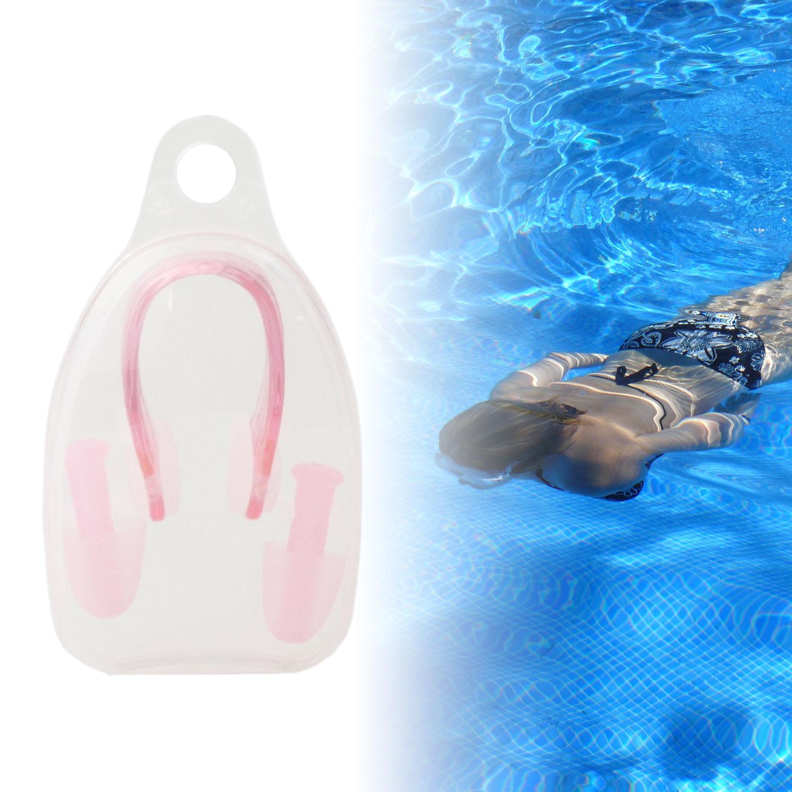 2xSwimming Ear Plugs and Nose Clip Earplugs and Nose Clip Set Swimmer Dive Pink